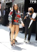 Ashanti Sexy in Ashanti Sexy Seen Flaunting Her Hot Figure Wearing A Colorful Dolce And Gabanna Romper At Good Morning America in NYC