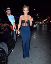 Rita OraSexy in Rita Ora Sexy Seen In A Blue Top While Rocking Leather Look In NYC