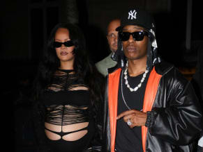 Rihanna Sexy in Rihanna Sexy Seen With A$Ap Rocky Wearing A Sultry Black Dress While Leaving L'Arc Nightclub In Paris
