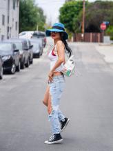 Bai LingSexy in Bai Ling goes for a bike ride down the ocean front of Santa Monica