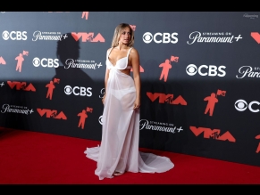 Tate McRae Sexy Flashes Her Hot Undies In A Sensual White Sheer Dress At MTV Video Music Awards In Elmont