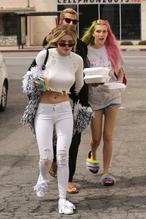 Bella ThorneSexy in Bella Thorne wears a see through white crop top with friends in North Hollywood