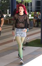 Bella Thorne Sexy in Bella Thorne  Rocks Her New Red Hair To A Studio in Hollywood