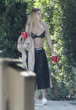 Bella ThorneSexy in Bella Thorne wears Black Lace Bra in Los Angeles 