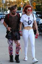 Bella ThorneSexy in Bella Thorne Braless with a friend at Body Electric Tattoo & Piercing in West Hollywood