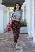 Blanca BlancoSexy in Blanca Blanco in a revealing silver crop top on a window shopping expedition in Malibu