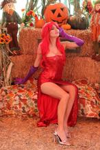 Blanca Blanco Sexy in Blanca Blanco Sexy in Long Red Dress And Matching Hair