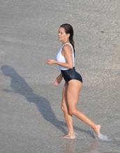 Brooke Burke CharvetSexy in Brooke Burke Sexy Perfect Body in A B&W Swimsuit On the Beach in St Barths