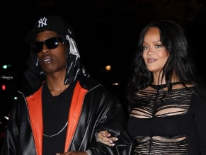 Rihanna Sexy in Rihanna Sexy Seen With A$Ap Rocky Wearing A Sultry Black Dress While Leaving L'Arc Nightclub In Paris