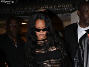 Rihanna Sexy in Rihanna Sexy Seen With A$Ap Rocky Wearing A Sultry Black Dress While Leaving L'Arc Nightclub In Paris