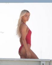  alt="Olivia Dunne Sexy in Olivia Dunne Sexy Shows Off Her Sizzling Body In A Spicy Red Swimsuit While Filming The Baywatch Reboot In La"