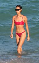 Chantal MonaghanSexy in Chantal Monaghan Sexy  in A Red Thong Bikini  at the Beach in Miami