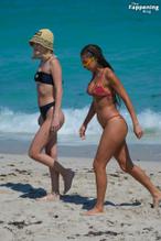 Chantel JeffriesSexy in Chantel Jeffries Sexy Spotted Showing Off Her Sizzling Body Wearing a Hot Red Bikini at the Beach with a Friend in Miami 