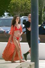 Chiara ScelsiSexy in Chiara Scelsi Sexy in a red bikini while out with a friend in Ibiza