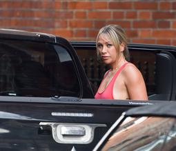 Chloe MadeleySexy in Chloe Madeley driving a Mitsubishi pickup truck as husband James Haskell is seen outside the couples London Mews