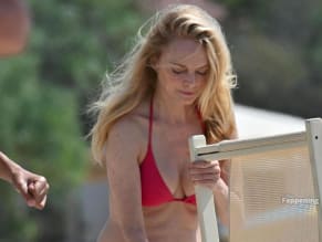 Heather Graham Sexy Spotted Showing Off Her Sizzling Body In A Steamy Red Bikini At Sardinia Beach In Italy