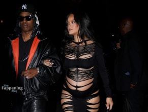 Rihanna Sexy in Rihanna Sexy Seen With A$Ap Rocky Wearing A Sultry Black Dress While Leaving L'Arc Nightclub In Paris