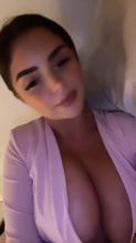 Demi Rose shows off her fantastic big boobs wearing a pink dress