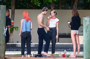 Dua LipaSexy in Dua Lipa and Anwar Hadid enjoying the end of the year poolside in Miami Beach