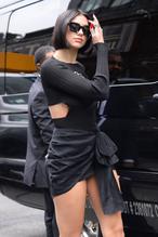 Dua Lipa Sexy Shows Legs in a Nice Ribbon Short Skirt in New York City