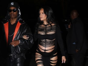Rihanna Sexy in Rihanna Sexy Seen With A$Ap Rocky Wearing A Sultry Black Dress While Leaving L'Arc Nightclub In Paris