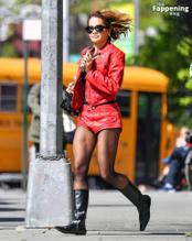 Rita OraSexy in Rita Ora Stuns In Sexy Red Leather Outfit In Nyc