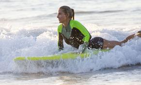 Elsa PatakySexy in Elsa Pataky and Chris Hemsworth romantic sunset surfing session together in Byron Bay