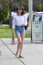 Emma RobertsSexy in Emma Roberts wearing denim shorts and showing her sexy legs for photographers (14.04.2019)