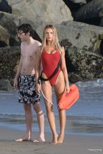  alt="Brooks Nader Sexy in Brooks Nader Sexy Shows Off Her Sizzling Body In A Spicy Red Swimsuit While Filming The Baywatch Reboot In La"