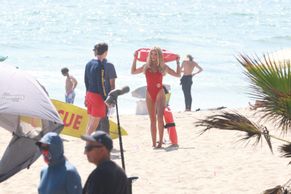  alt="Brooks Nader Sexy in Brooks Nader Sexy Shows Off Her Sizzling Body In A Spicy Red Swimsuit While Filming The Baywatch Reboot In La"