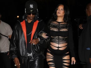 Rihanna Sexy in Rihanna Sexy Seen With A$Ap Rocky Wearing A Sultry Black Dress While Leaving L'Arc Nightclub In Paris