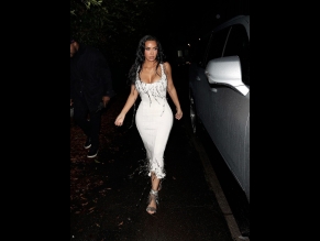 Kim Kardashian Sexy Seen Flaunting Her Hot Boobs In A Gorgeous White Dress At Petra Collins' Party In LA