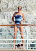 HOFITGOLANSEXYINPLUNGINGSTRIPEDSWIMSUITASSHEENJOYEDALUXURYVACATIONATTHEEDENROCHOTELINANTIBES - NUDE STORY