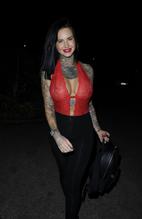 Jemma LucySexy in Jemma Lucy seen out in Manchester wearing a red see through negligee and black trousers