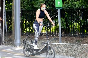 Jennifer LopezSexy in Jennifer Lopez and Alex Rodriguez train on bikes with a personal trainer on the streets of Coral Gables in Florida