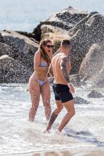 Jessica ShearsSexy in Jessica Shears Sexy with Fiance Dominic Lever at the Beach in Santa Monica California 