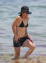 Jillian Michaels Sexy at the beach in Miami with hair stylist Chloe Francke 