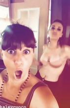 Kaley Cuoco dance video in a bra with her friend 