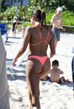 Kaz CrossleySexy in Kaz Crossley wears a peach bikini as she hits the beach with boyfriend Josh Denzel in Miami