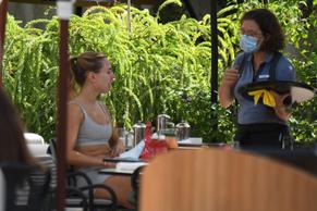 Kimberley GarnerSexy in Kimberley Garner enjoying breakfast at the Hotel Martinez in Cannes, France