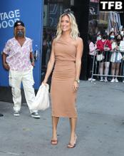 Kristin Cavallari Sexy in Kristin Cavallari Sexy Seen Flaunting Her Hot Legs Wearing A Brown Dress At Good Morning America Promoting Her Podcast In New York