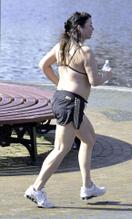 Lisa AppletonSexy in Lisa Appleton pictured working up a sweat while out jogging on Salford Quays, MediaCity in Sunny Manchester