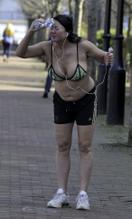 Lisa AppletonSexy in Lisa Appleton pictured working up a sweat while out jogging on Salford Quays, MediaCity in Sunny Manchester