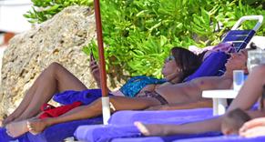 Lizzie Cundy Sexy in Lizzie Cundy with Bruno Tonioli spotted on the beach in Barbados