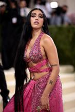 Lourdes LeonSexy in Lourdes Leon Sexy Shows off Her Armpit Hair And Abs in A Pink Studded Dress at the 2021 Met Gala In New York City