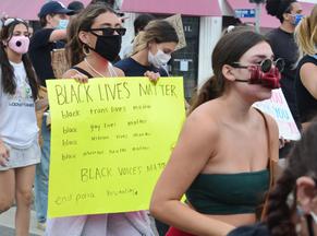 Madison BeerSexy in Madison Beer at Black Lives Matters Rally  in along Sunset Boulevard in West Hollywood