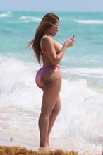 Moriah Mills Taking Sexy Selfies  at the Beach in Miami Beach 