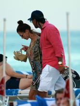 David Haye enjoys a day in the sun at a beach party in Miami Beach alongside his bikini clad ex-wife Natasha