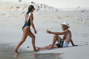 Nigora BannatyneSexy in Duncan and Nigora Bannatyne seen going for a walk and swimming in the sea outside Sandy Lane Hotel in Barbados