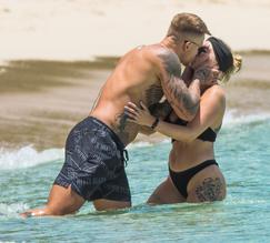 Olivia BucklandSexy in Olivia Buckland and Alex Bowen are spotted during a photoshoot on the beach in Barbados